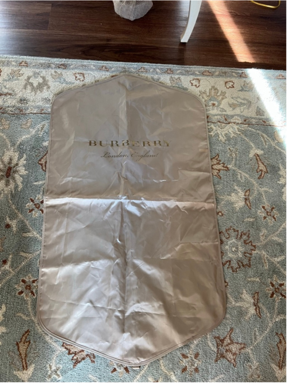 Burberry Beige Gold Logo Garment Bag